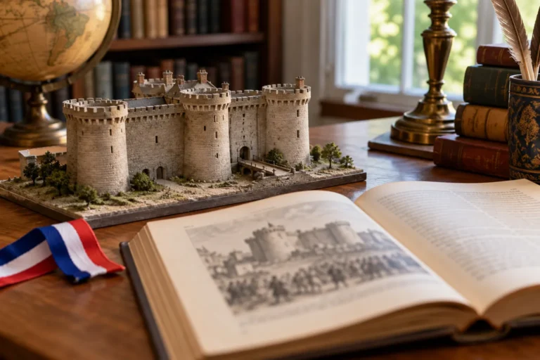 Maquette de forteresse et livre