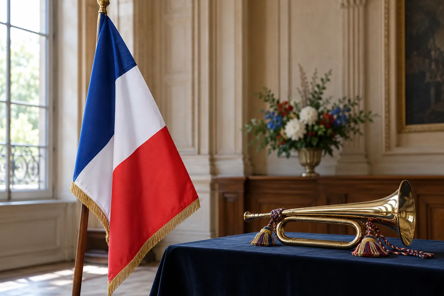 Drapeau français et clairon