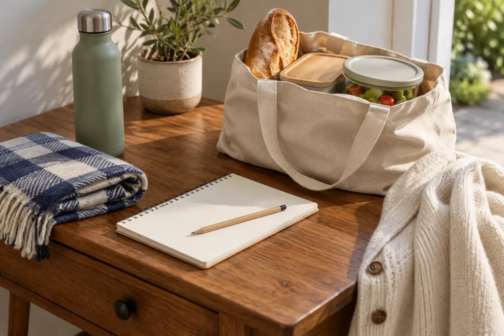 Sac de pique-nique et carnet