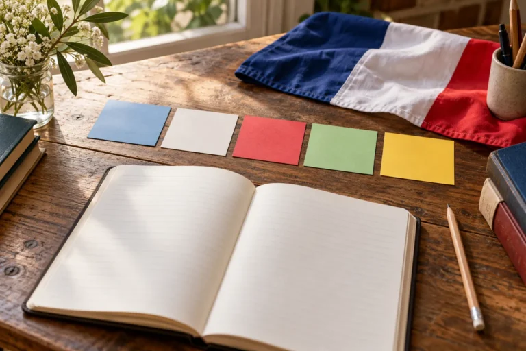 Carnet et cartes colorées