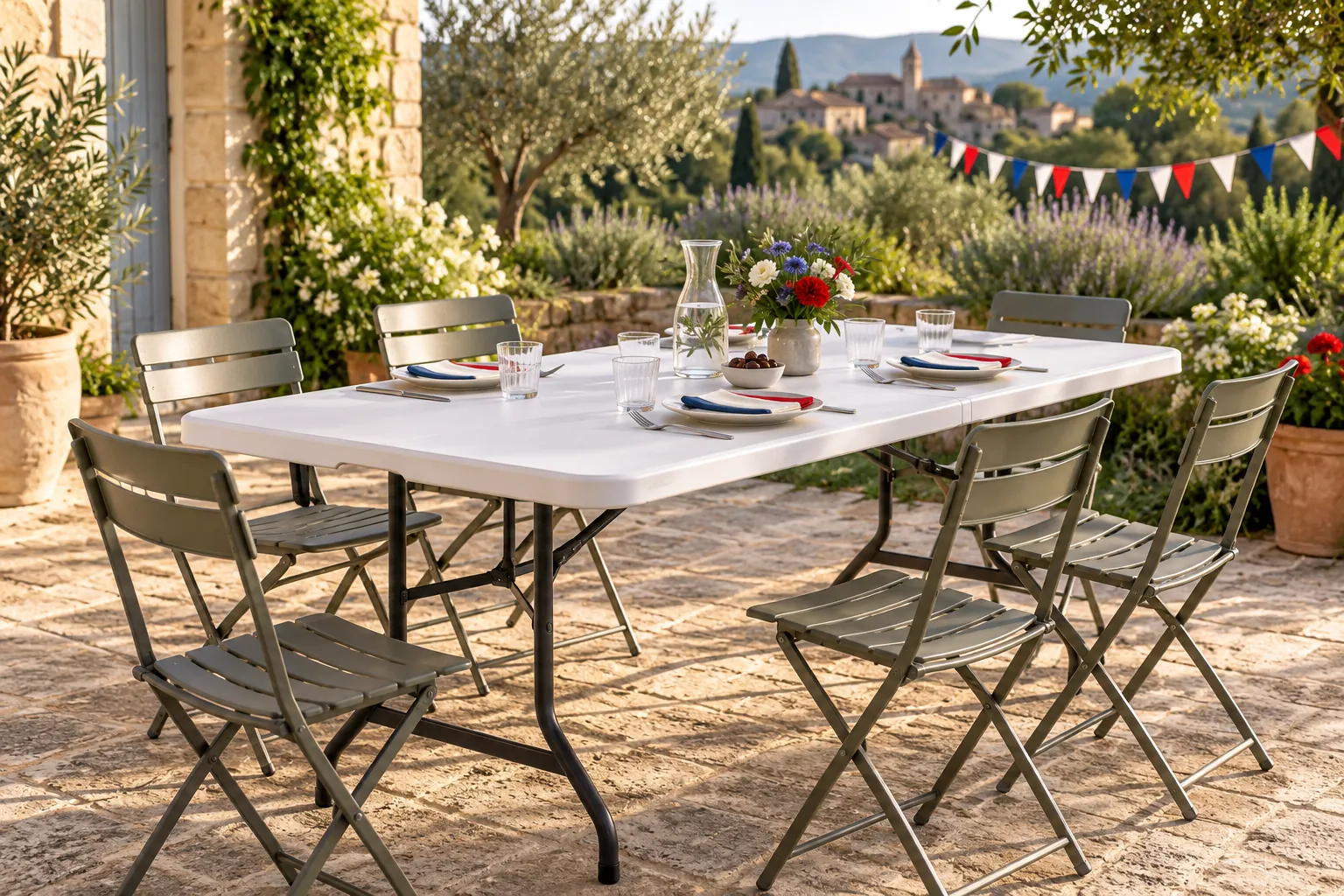 Table blanche entourée de chaises