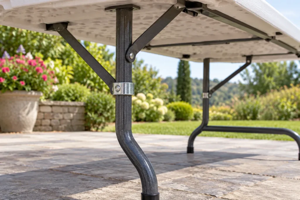 Renfort sous une table pliante